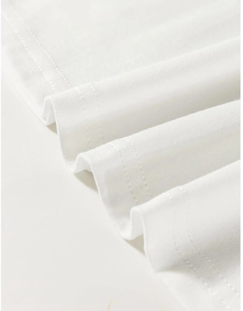 White Colored Light Bowknot Graphic Crewneck T Shirt