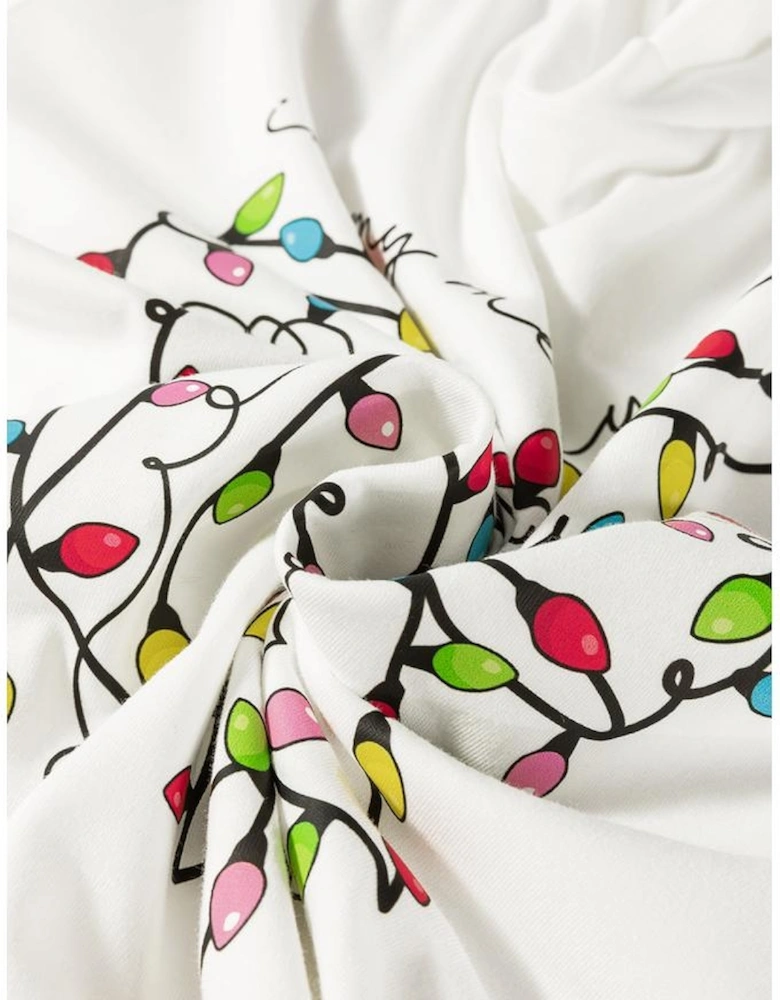 White Colored Light Bowknot Graphic Crewneck T Shirt