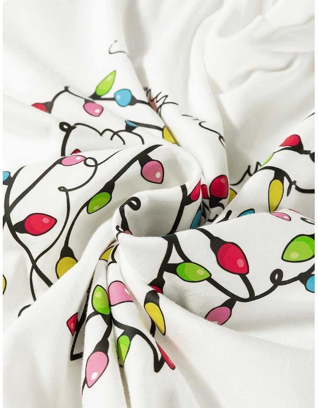 White Colored Light Bowknot Graphic Crewneck T Shirt