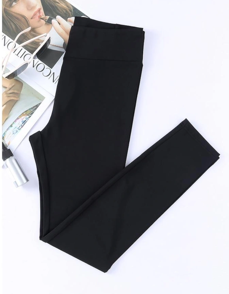 Black Criss Cross Tummy Control High Waist Leggings