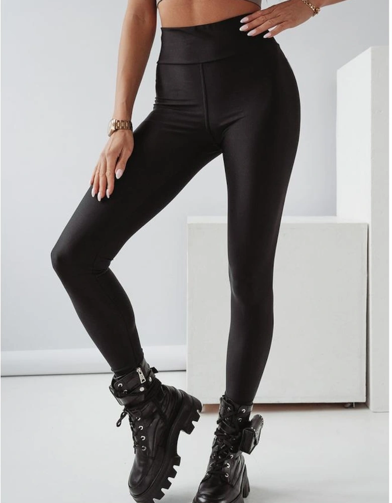Black Criss Cross Tummy Control High Waist Leggings