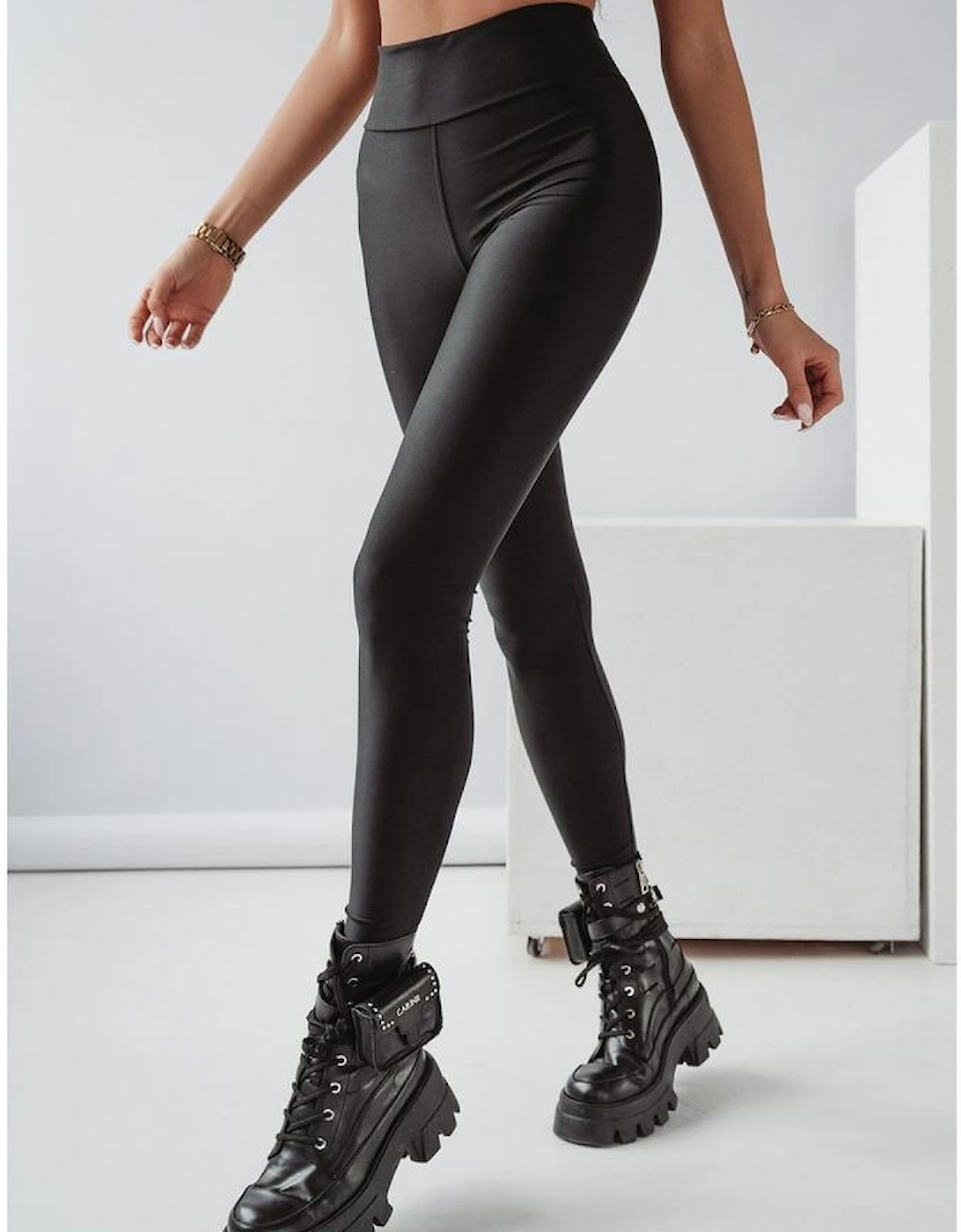 Black Criss Cross Tummy Control High Waist Leggings