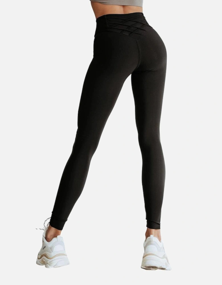 Black Criss Cross Tummy Control High Waist Leggings