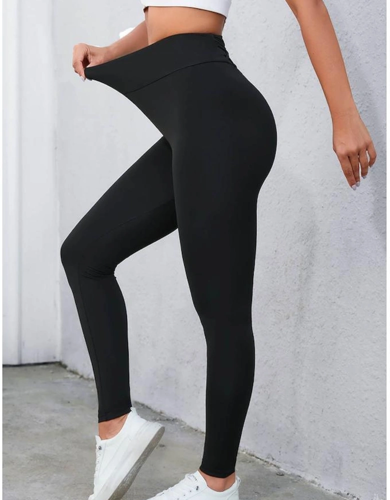 Black Criss Cross Tummy Control High Waist Leggings