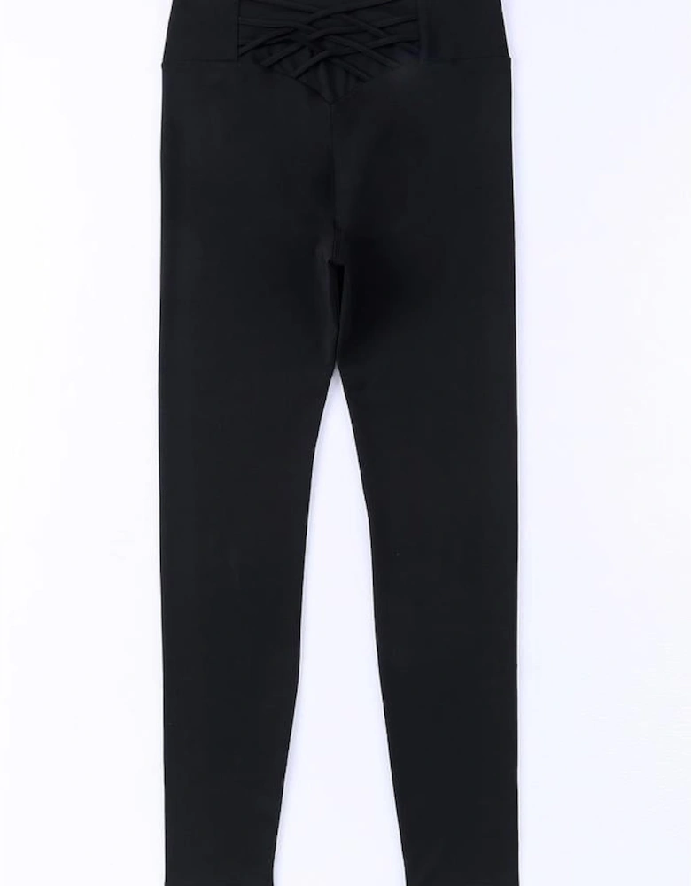 Black Criss Cross Tummy Control High Waist Leggings