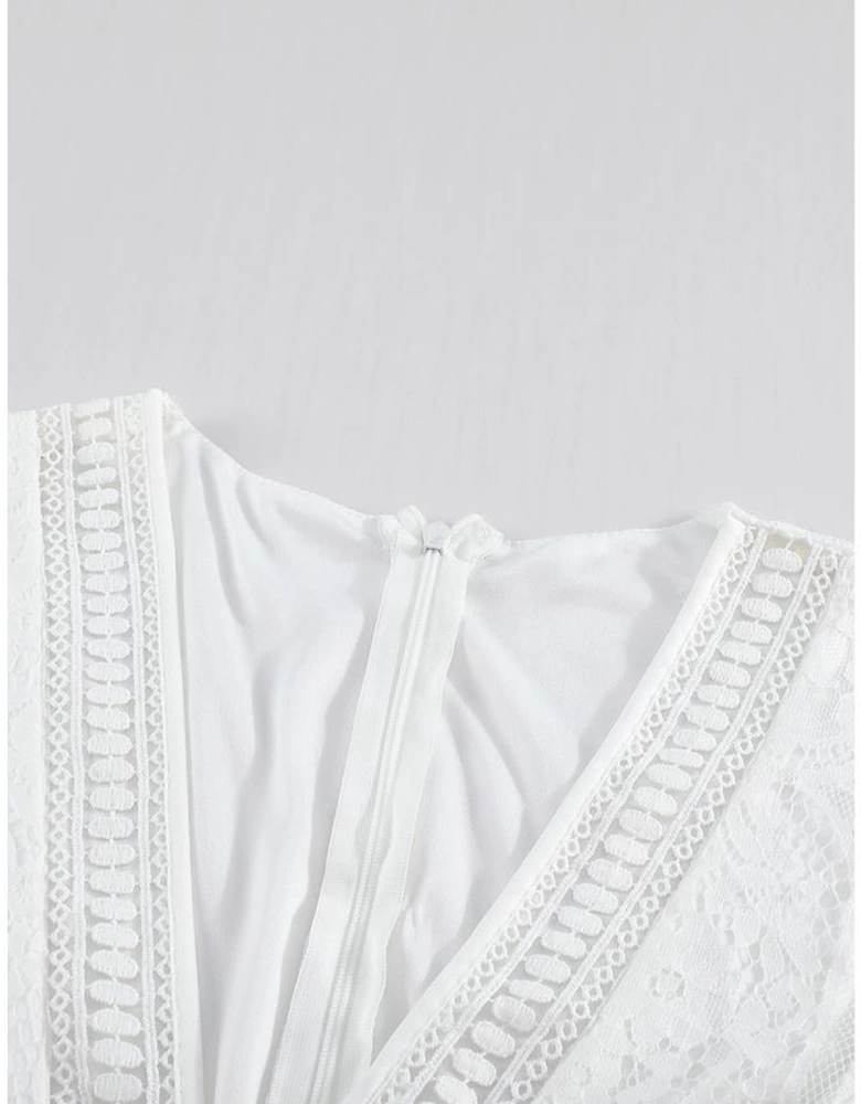 White Blue Fill Your Heart Lace Maxi Dress