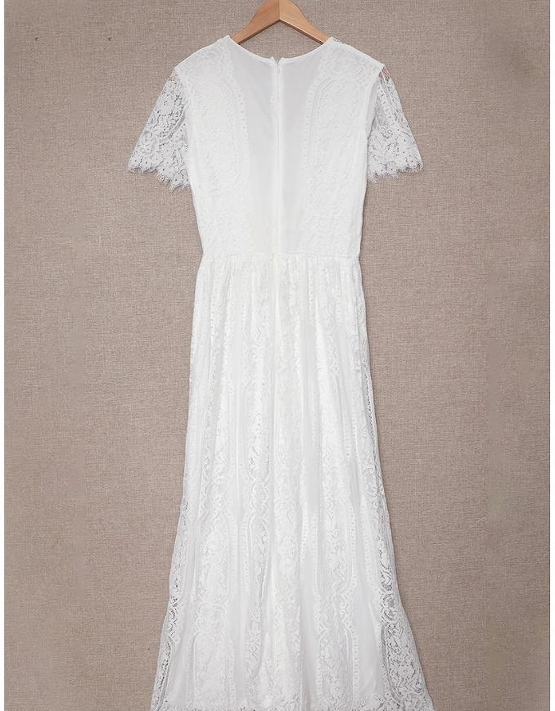 White Blue Fill Your Heart Lace Maxi Dress