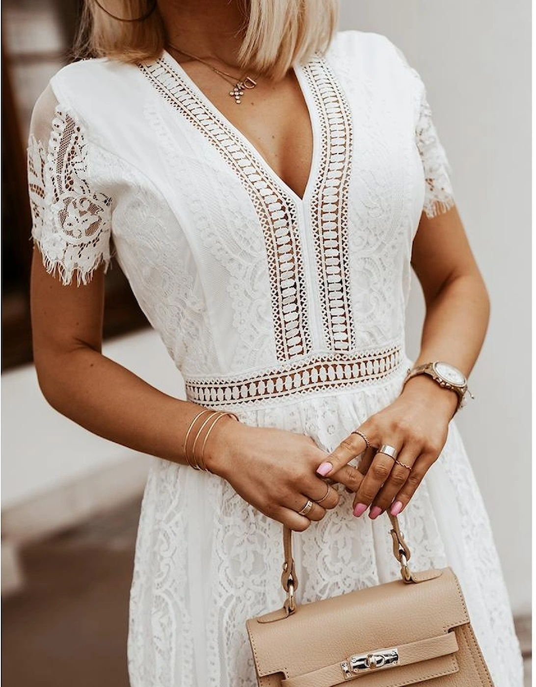 White Blue Fill Your Heart Lace Maxi Dress