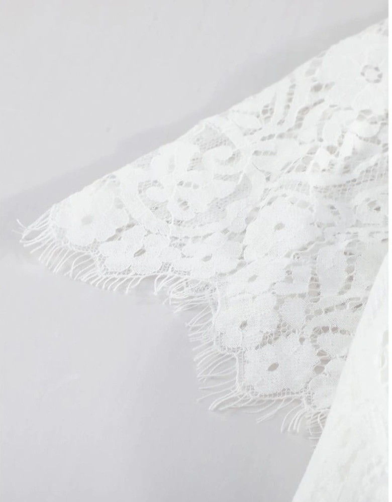 White Blue Fill Your Heart Lace Maxi Dress