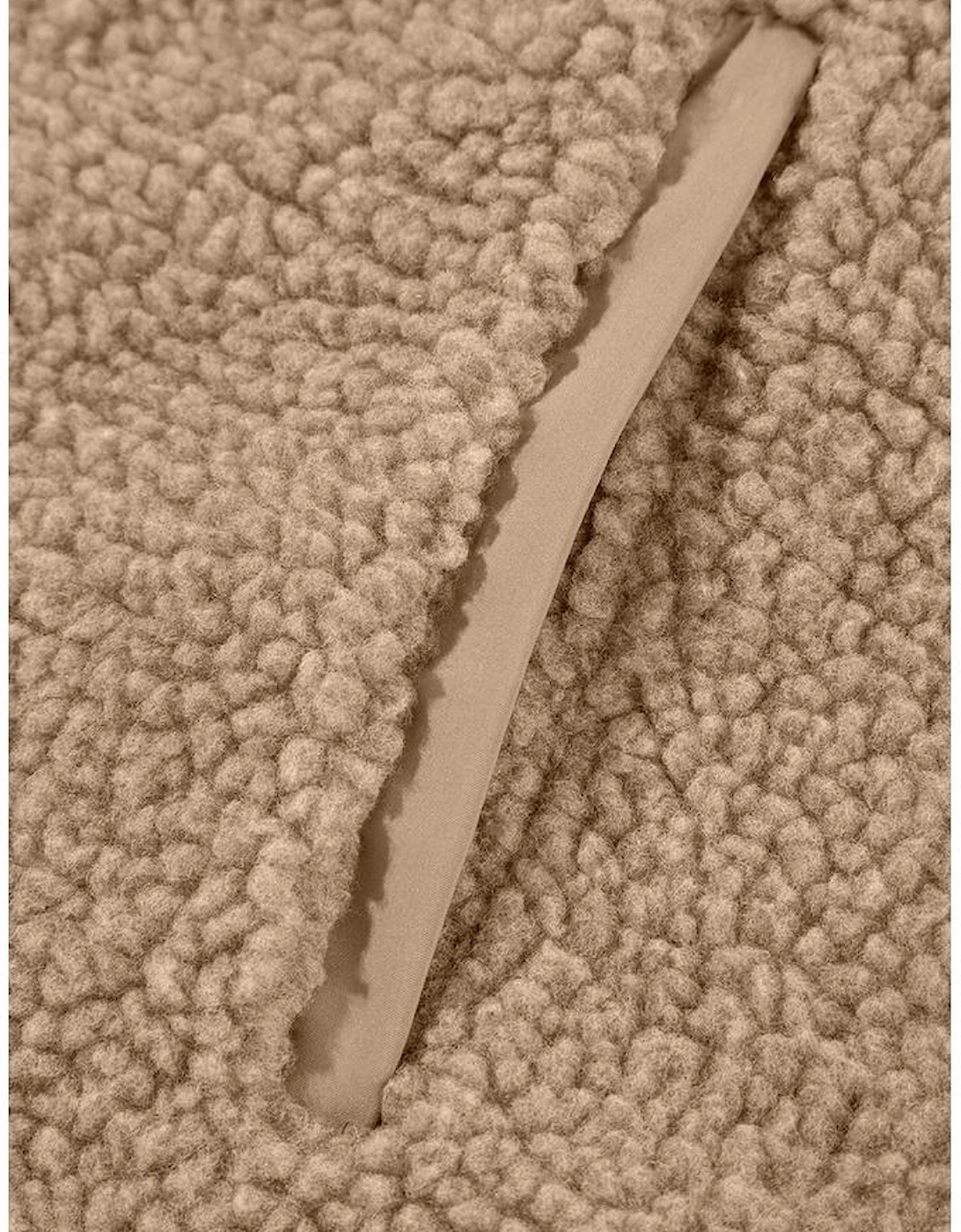 Pale Khaki Fleece Zip Up Drawstring Hooded Pocketed Jacket