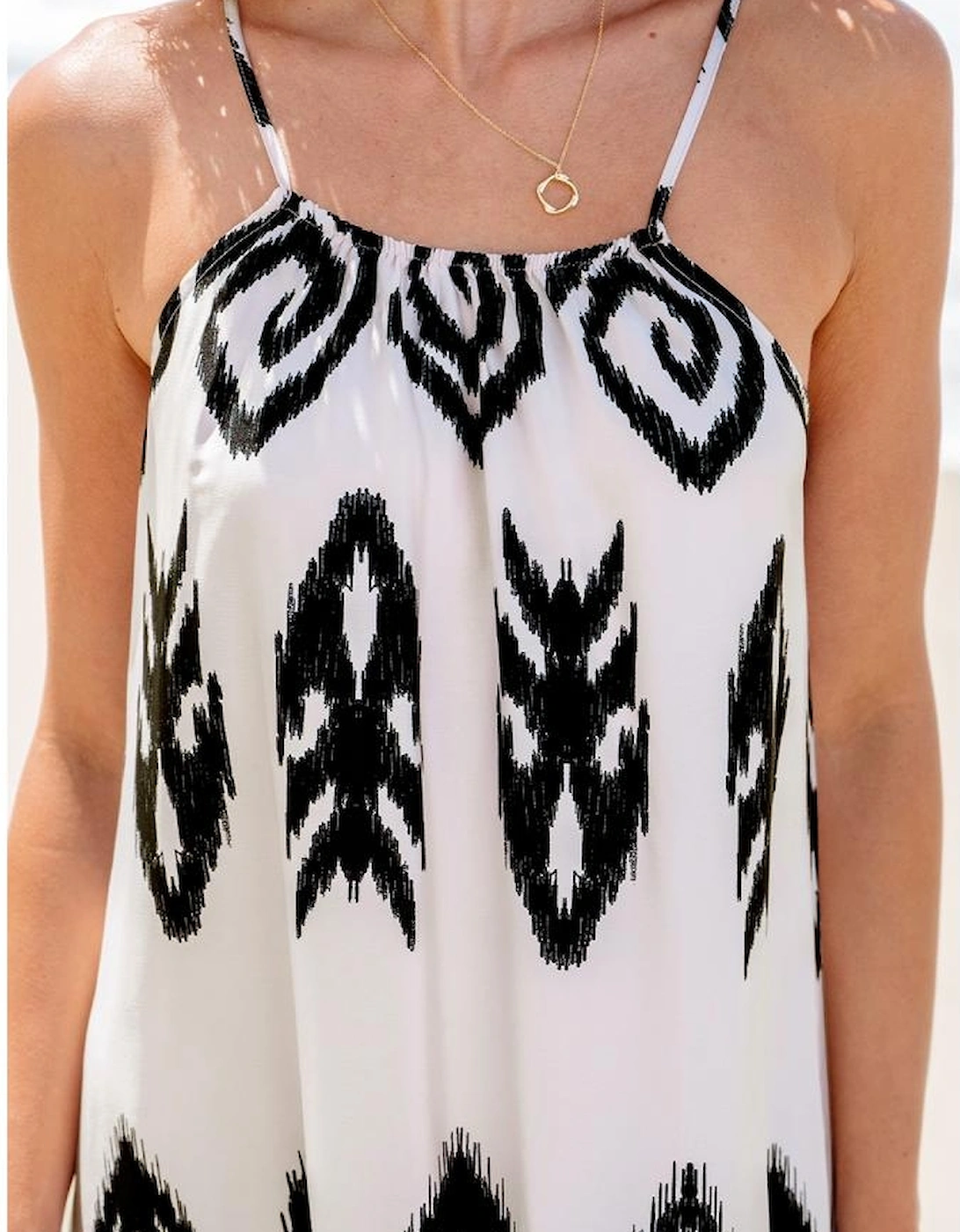 Black Western  Aztec Printed Fashion Vacation Sundress