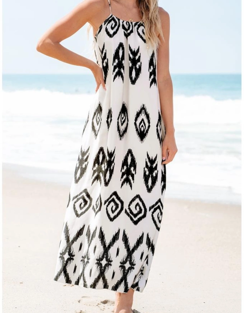 Black Western  Aztec Printed Fashion Vacation Sundress