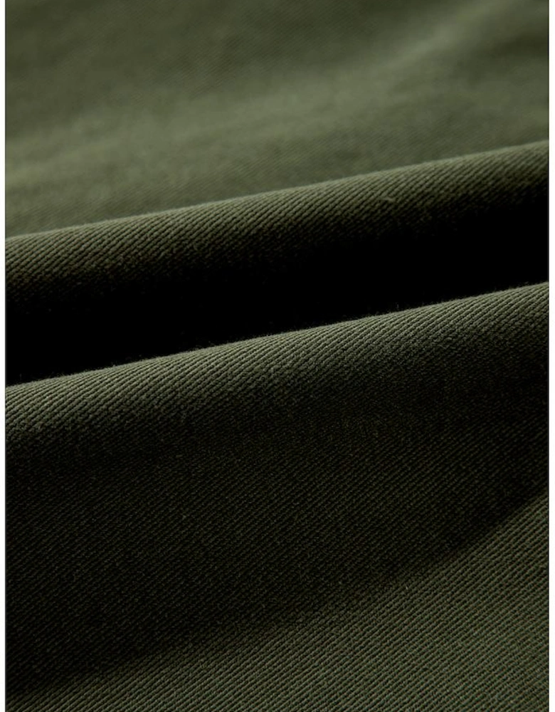 Moss Green Snap Button Zipper Tight Waist Collared Jacket