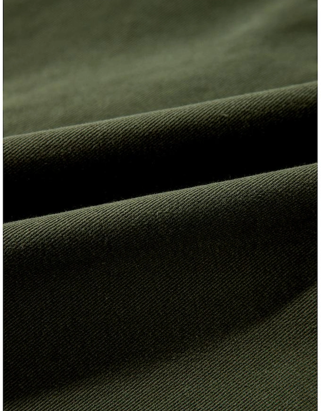 Moss Green Snap Button Zipper Tight Waist Collared Jacket