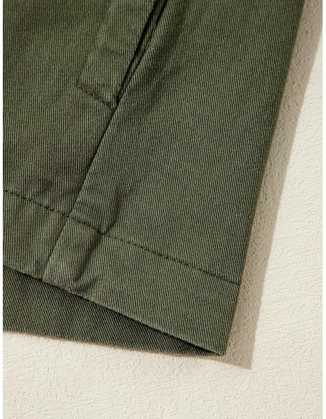 Moss Green Snap Button Zipper Tight Waist Collared Jacket