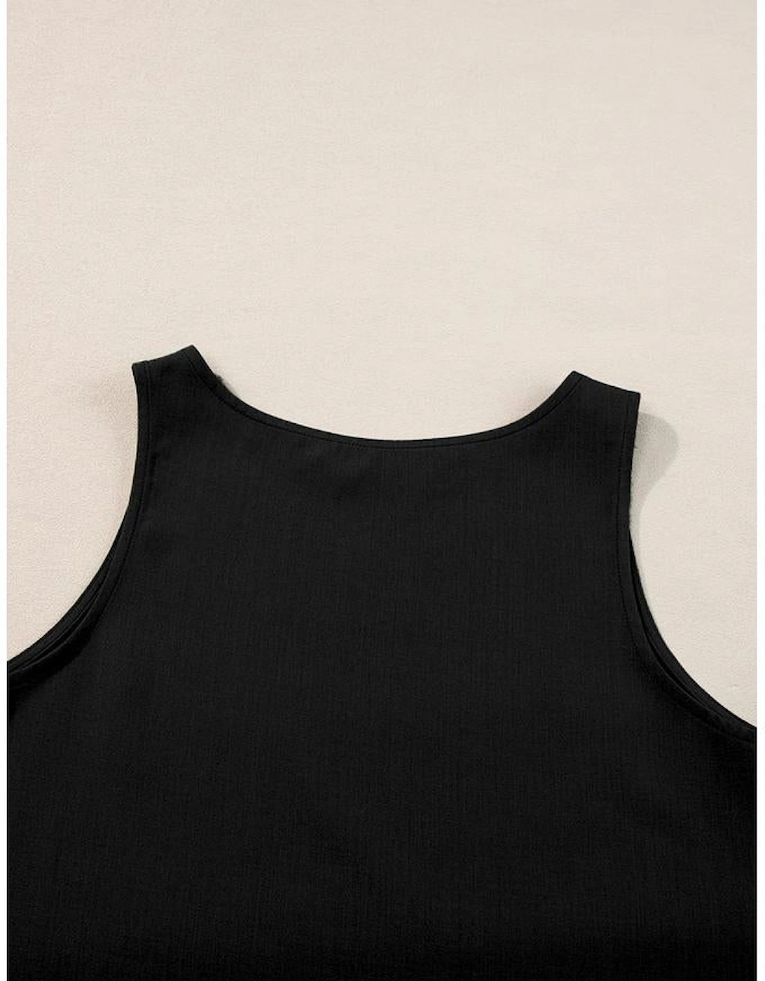 Black Ricrac Trim Tank Top Elastic Waist Shorts Set, 14 of 13