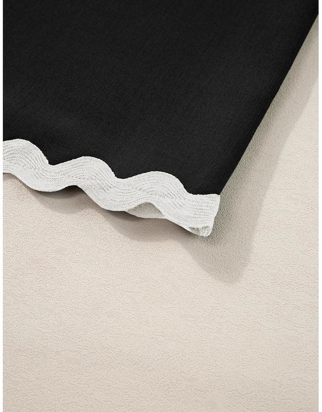 Black Ricrac Trim Tank Top Elastic Waist Shorts Set