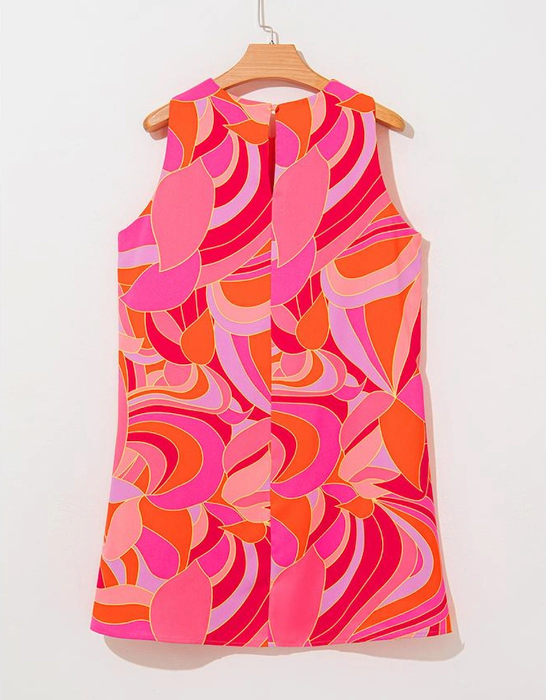 Rose Abstract Floral Print Sleeveless Shift Mini Dress