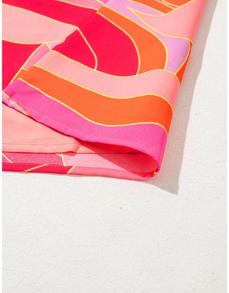 Rose Abstract Floral Print Sleeveless Shift Mini Dress