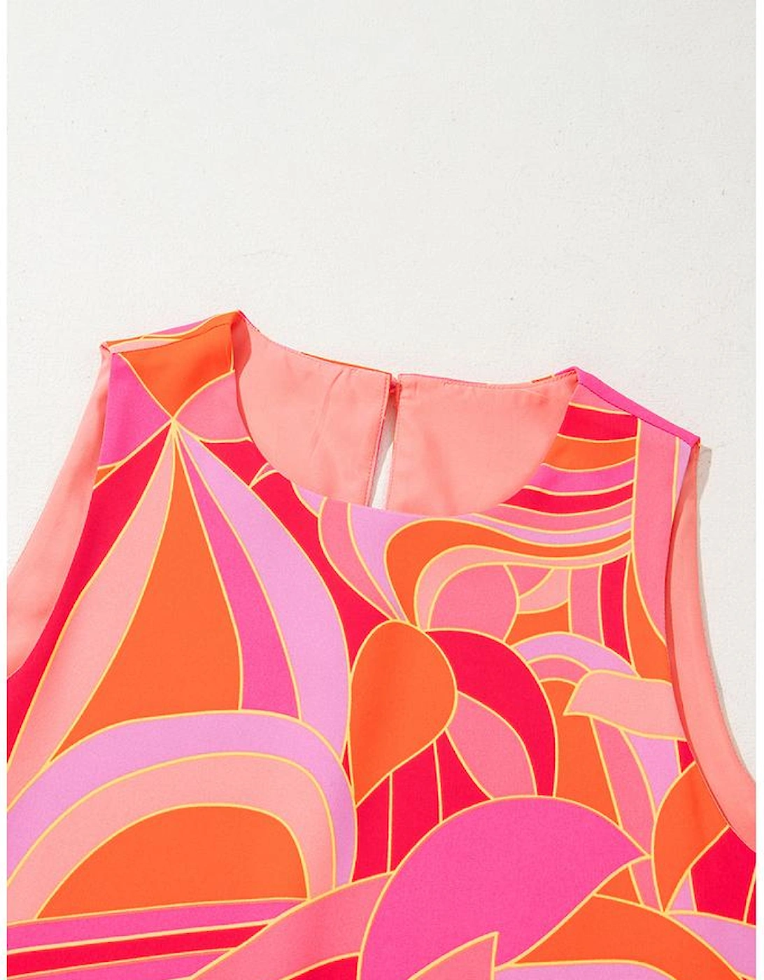 Rose Abstract Floral Print Sleeveless Shift Mini Dress