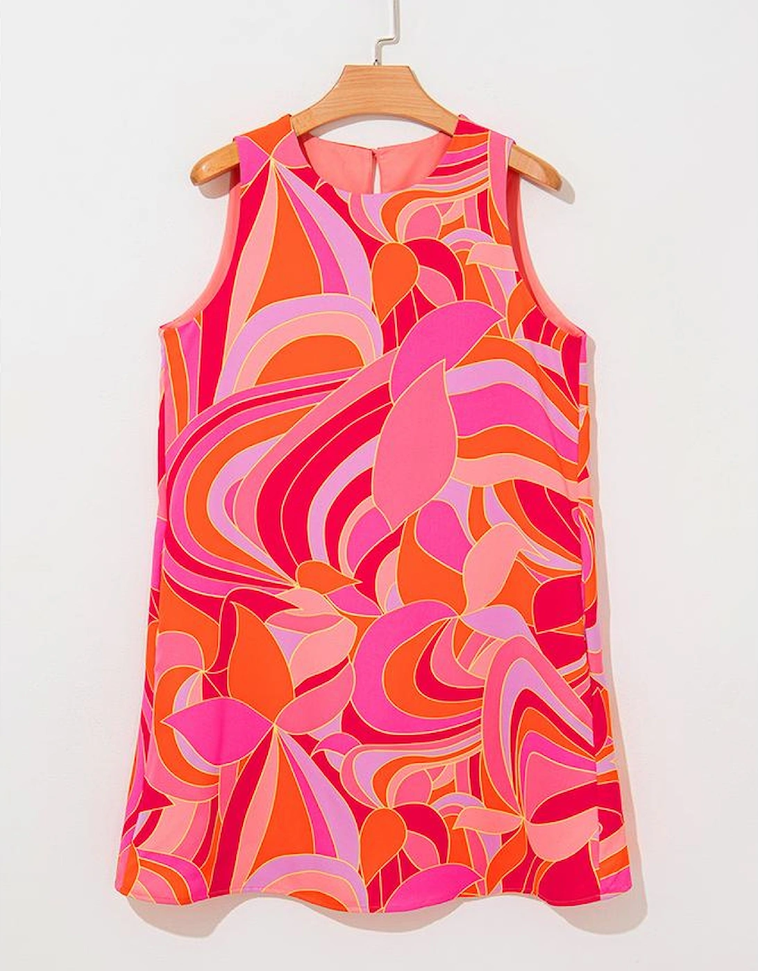 Rose Abstract Floral Print Sleeveless Shift Mini Dress