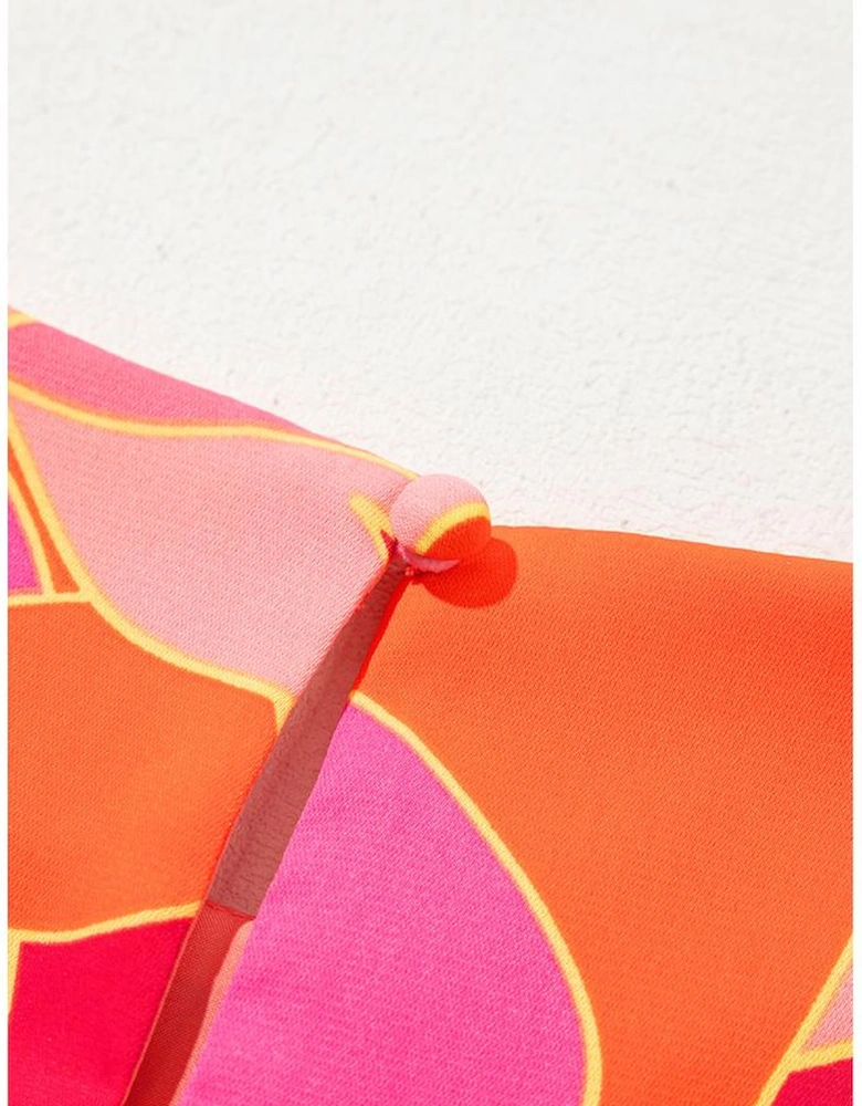 Rose Abstract Floral Print Sleeveless Shift Mini Dress