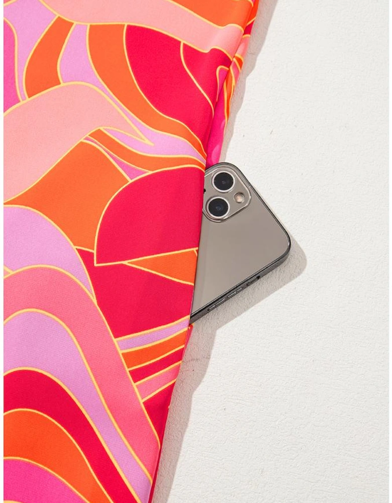 Rose Abstract Floral Print Sleeveless Shift Mini Dress