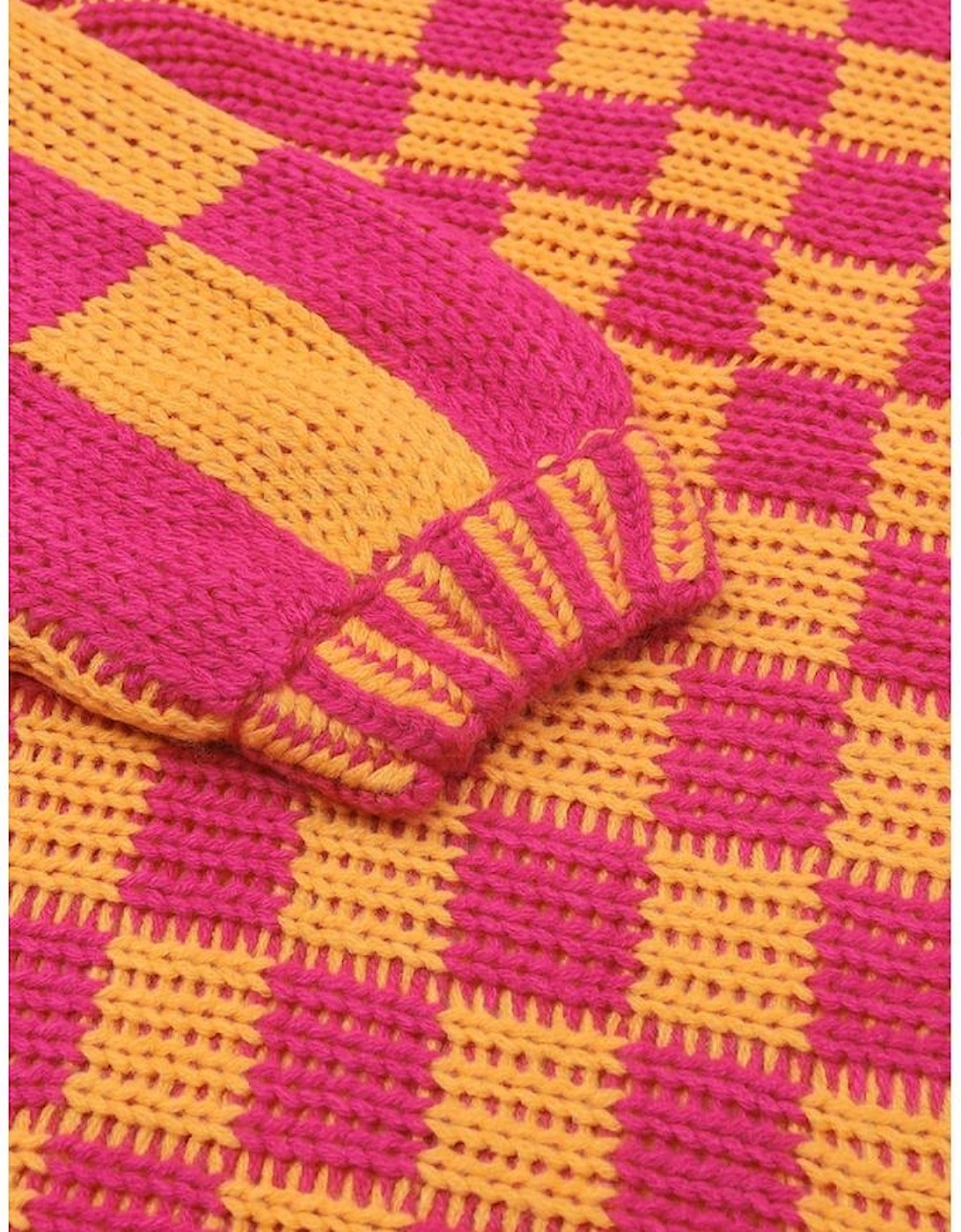 Multicolor Open Front Mixed Checkered Pattern Knit Cardigan