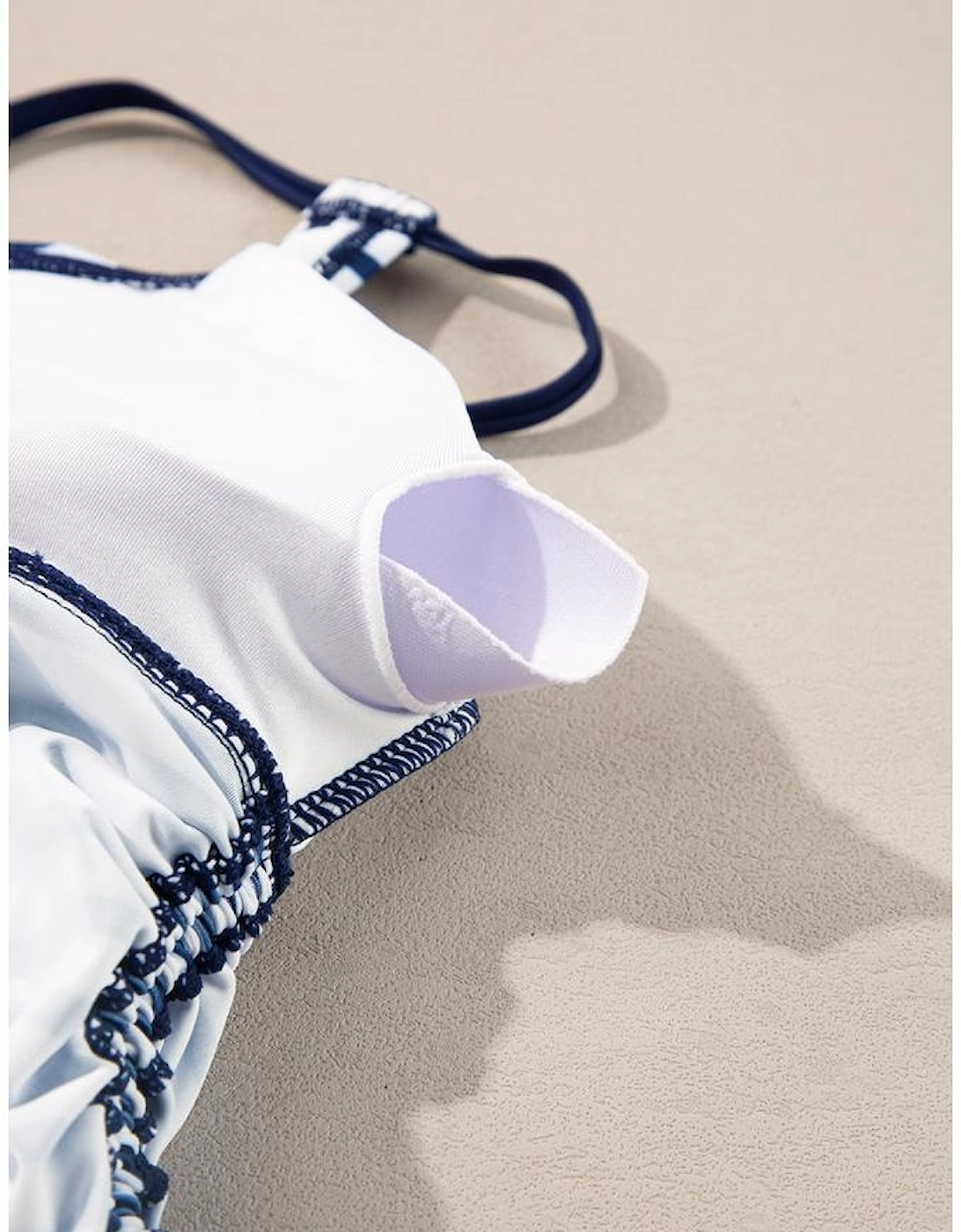 Blue Stripe Drawstring Tummy Control Mix-and-match 2pcs Tankini Swimsuit