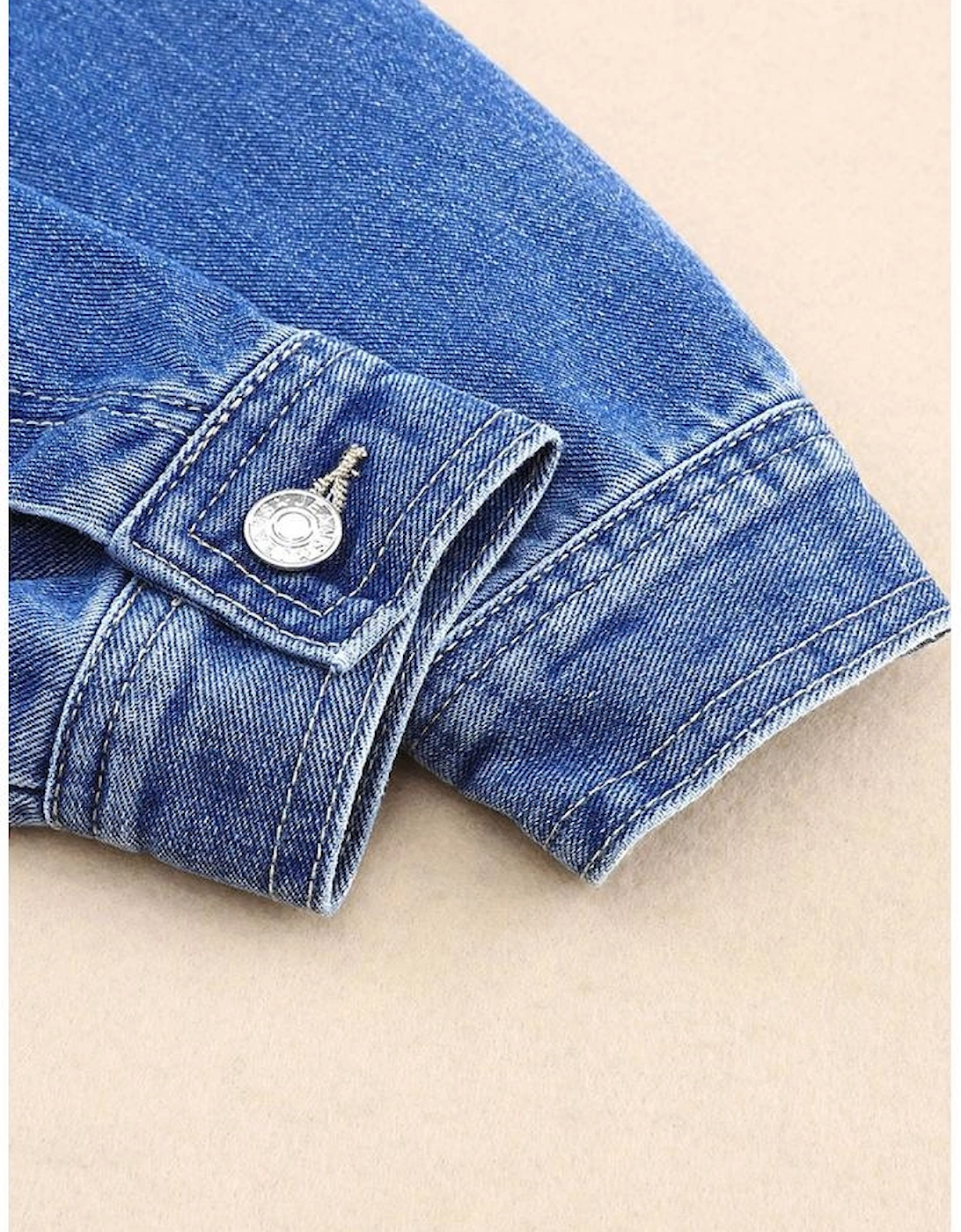 Blue Chest Pockets Drop Shoulder Loose Denim Jacket