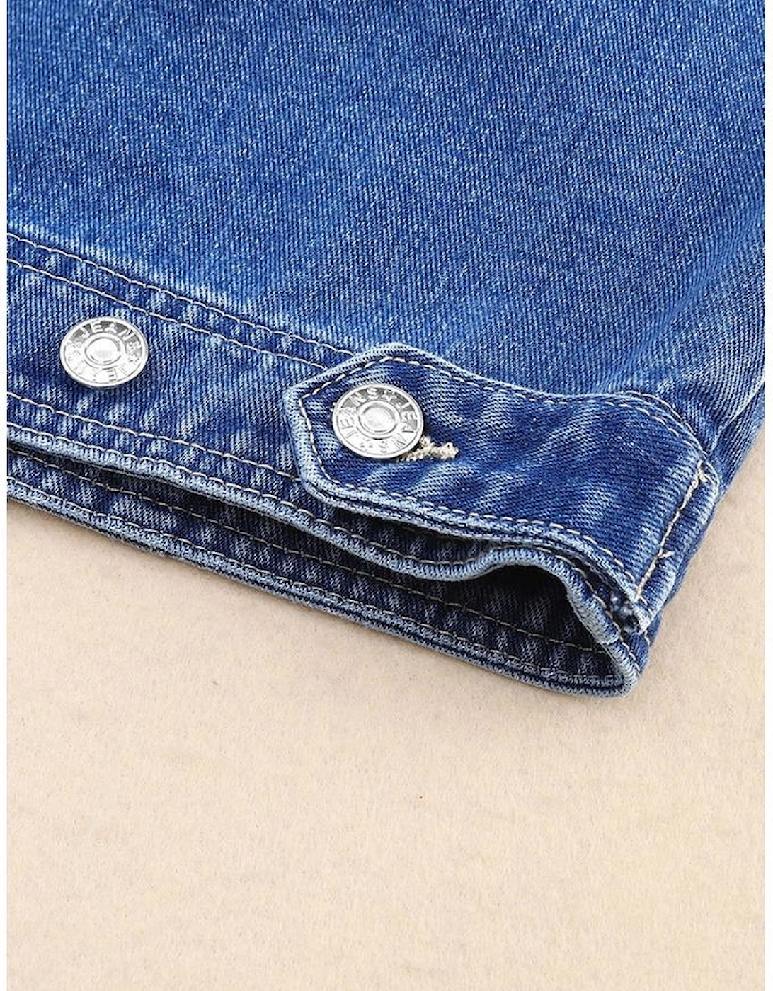 Blue Chest Pockets Drop Shoulder Loose Denim Jacket