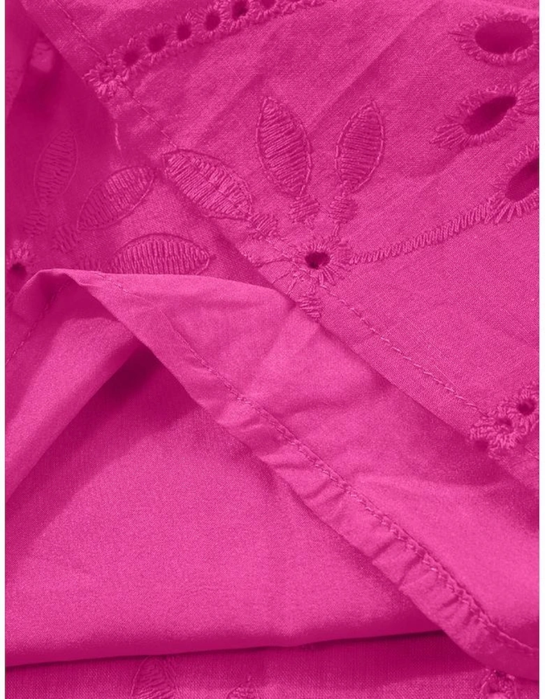 Rose Red Embroidery Patterned Knotted Straps V Neck Tank Top