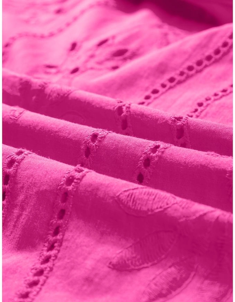 Rose Red Embroidery Patterned Knotted Straps V Neck Tank Top