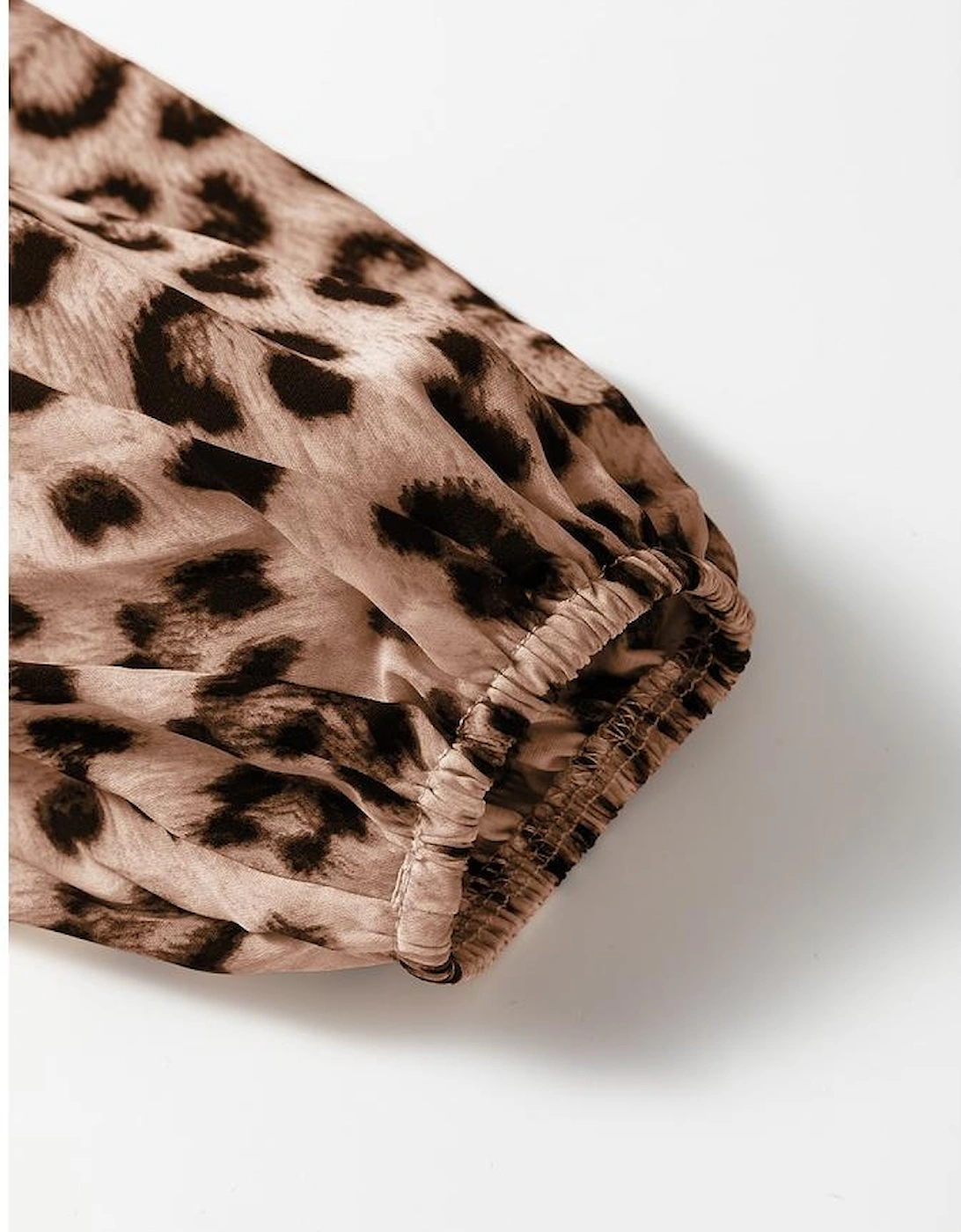 Brown Leopard Color Block V Neck Loose Fit Maxi Dress