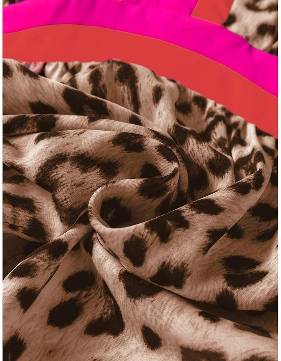 Brown Leopard Color Block V Neck Loose Fit Maxi Dress