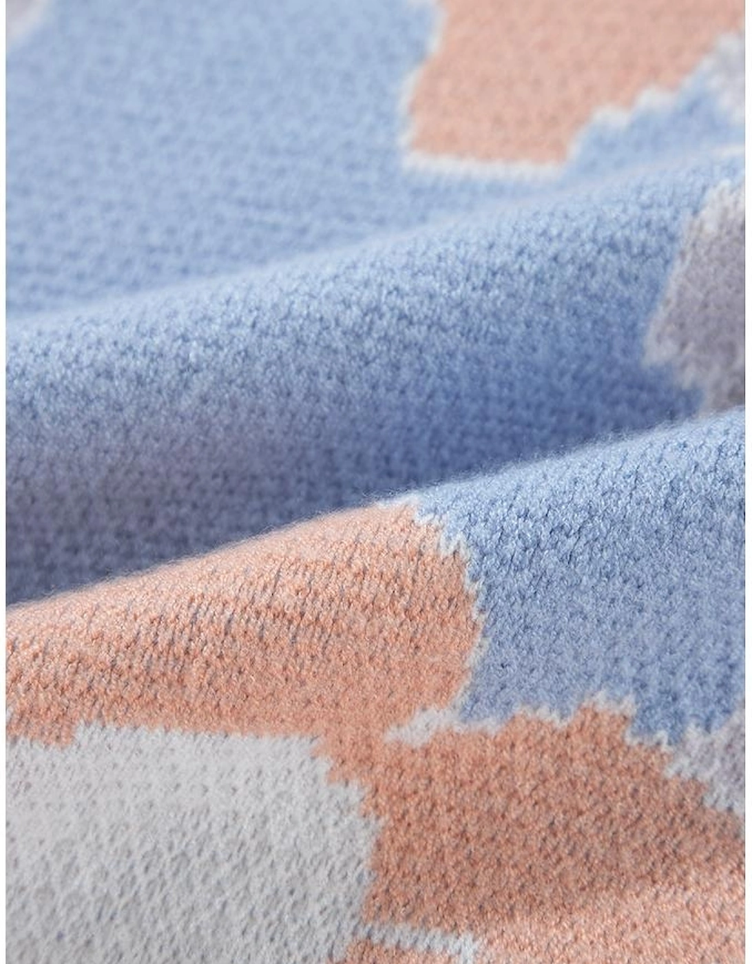 Beau Blue Floral O Neck Drop Shoulder Knitted Sweater