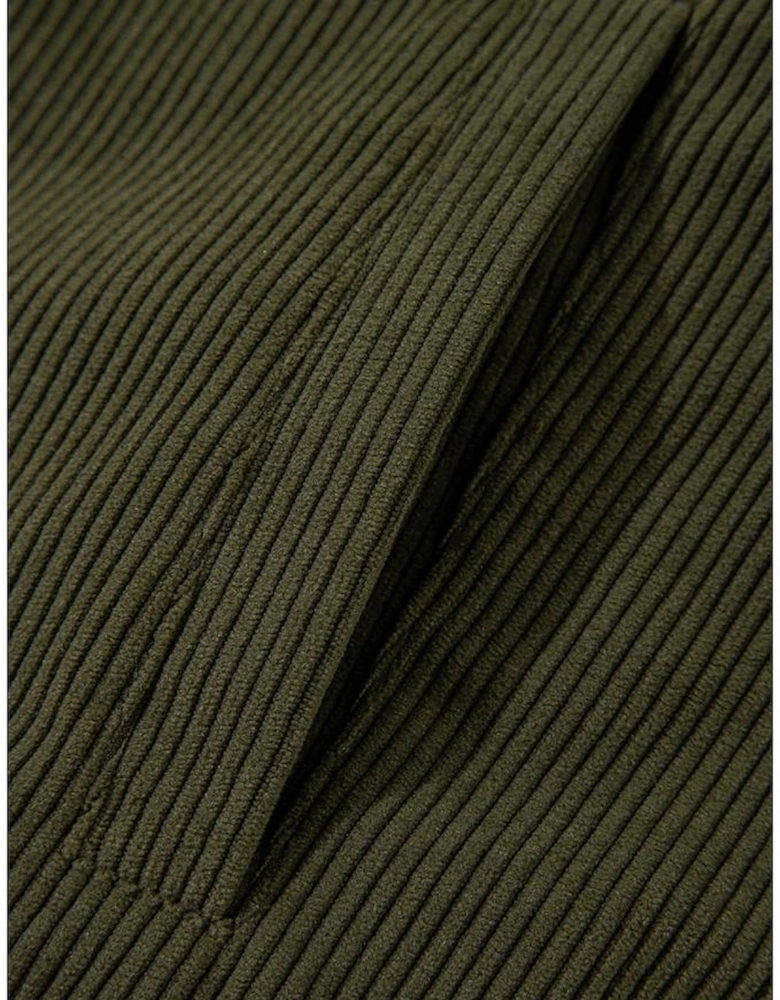 Mist Green Corduroy Fleece Patchwork Buttoned Bomber Jacket