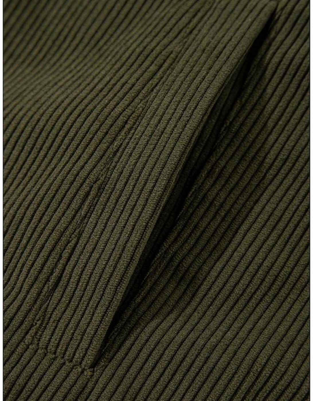 Mist Green Corduroy Fleece Patchwork Buttoned Bomber Jacket