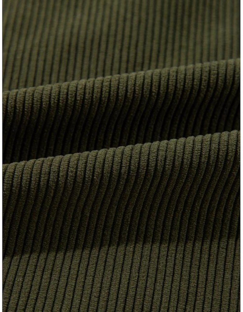 Mist Green Corduroy Fleece Patchwork Buttoned Bomber Jacket