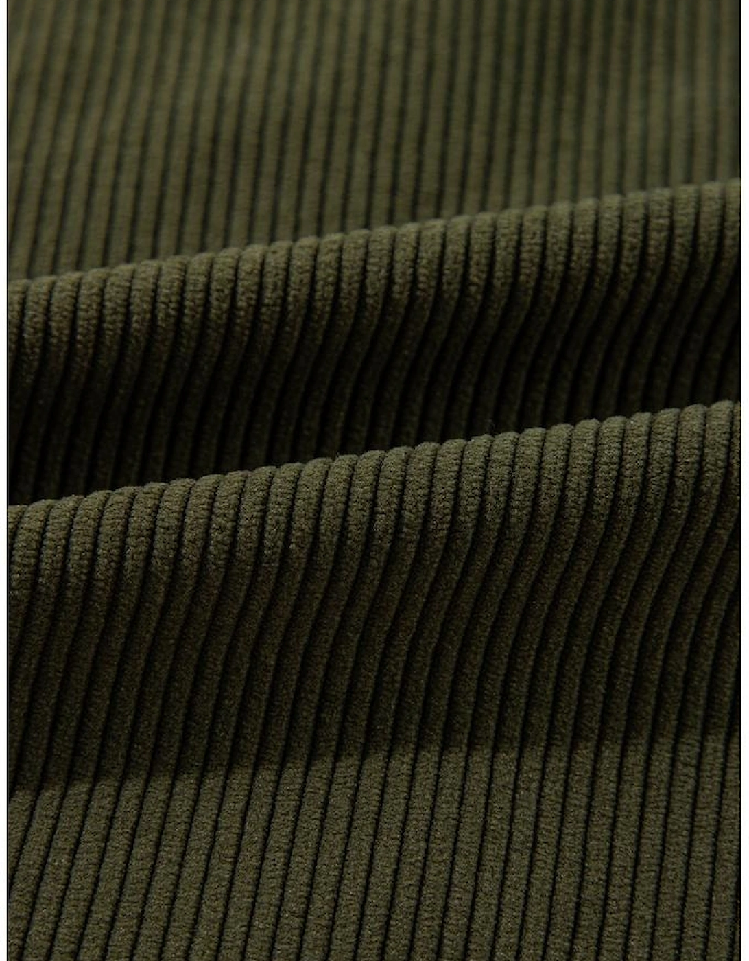 Mist Green Corduroy Fleece Patchwork Buttoned Bomber Jacket