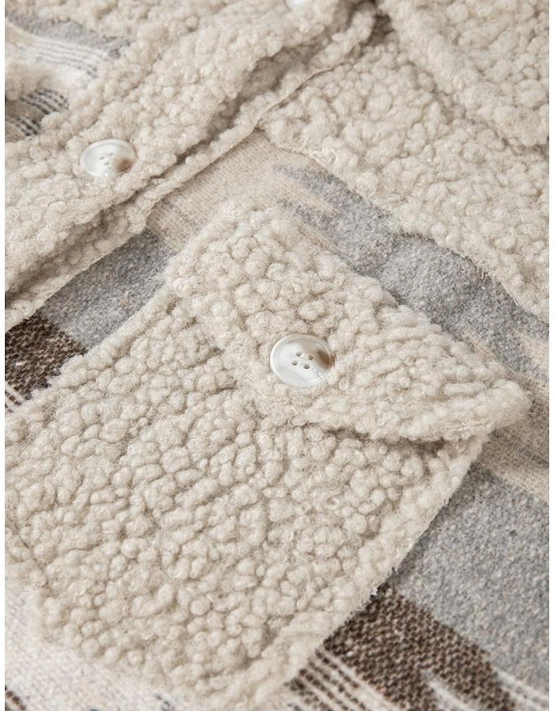 Khaki Western Aztec Print Sherpa Splicing Buttoned Flap Pocket Coat