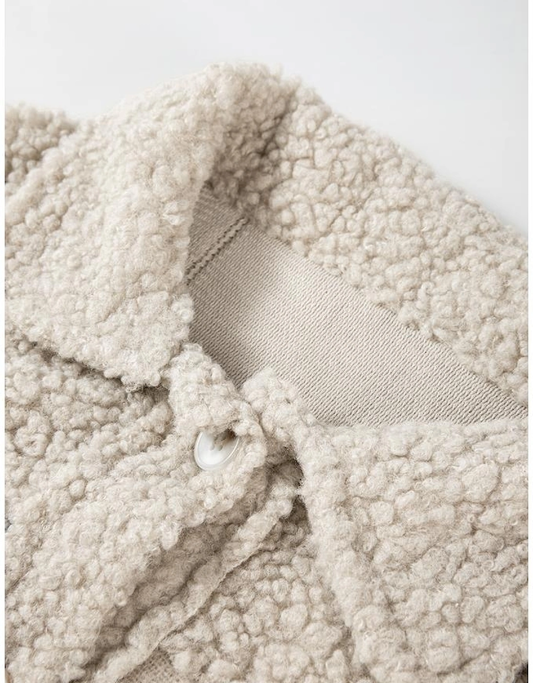 Khaki Western Aztec Print Sherpa Splicing Buttoned Flap Pocket Coat