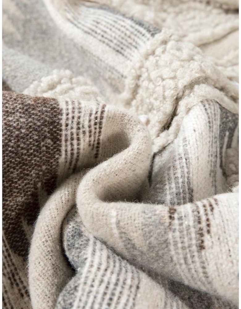 Khaki Western Aztec Print Sherpa Splicing Buttoned Flap Pocket Coat