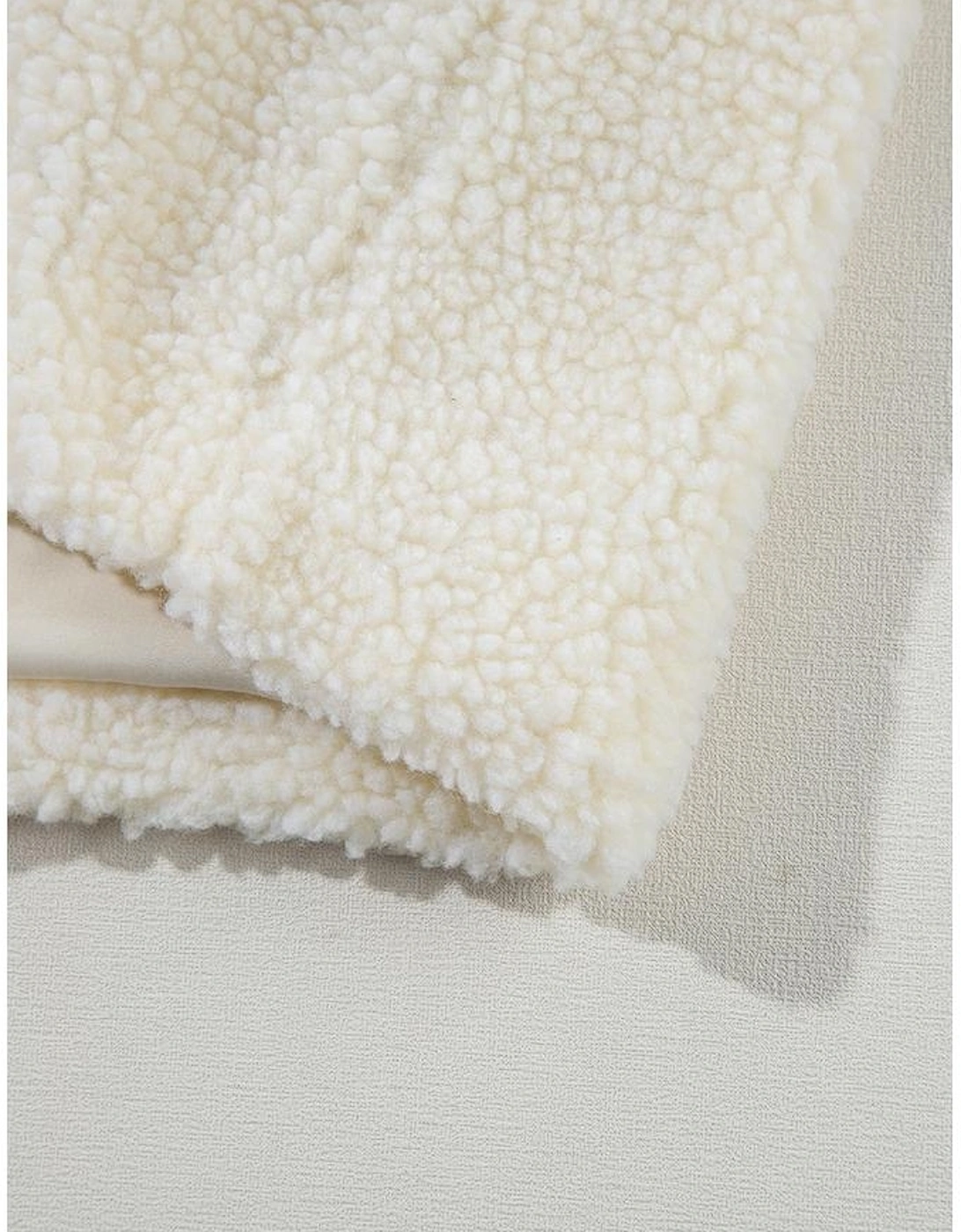 Beige Fleece Zip Up Drawstring Hooded Pocketed Jacket