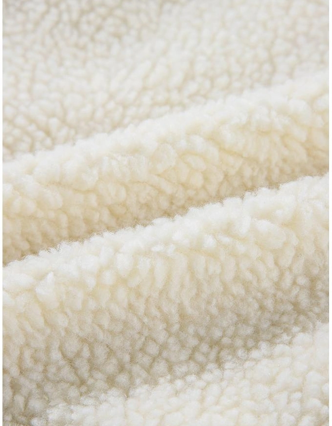 Beige Fleece Zip Up Drawstring Hooded Pocketed Jacket