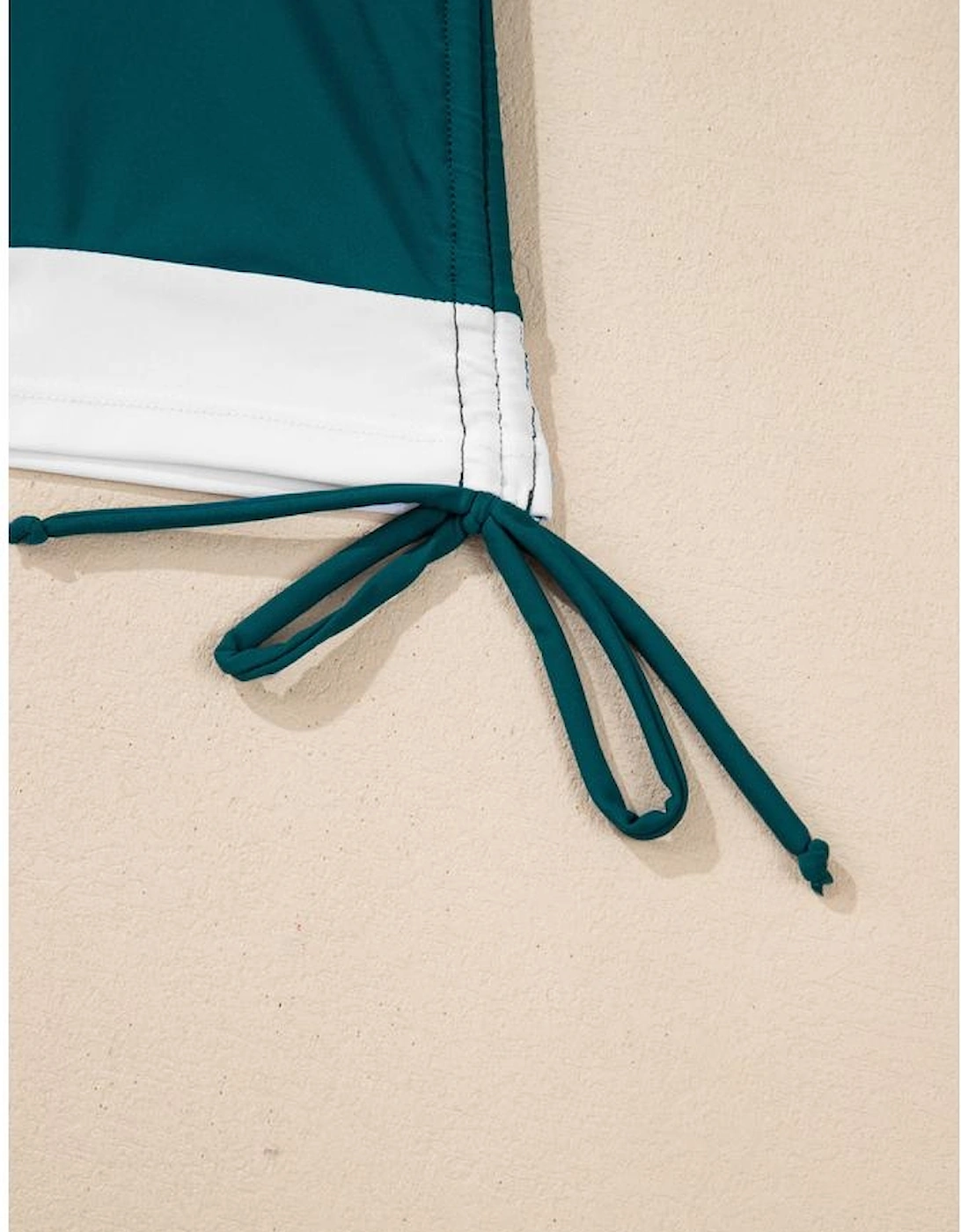 Sea Green Drawstring Tummy Control Mix-and-match 2pcs Tankini Swimsuit