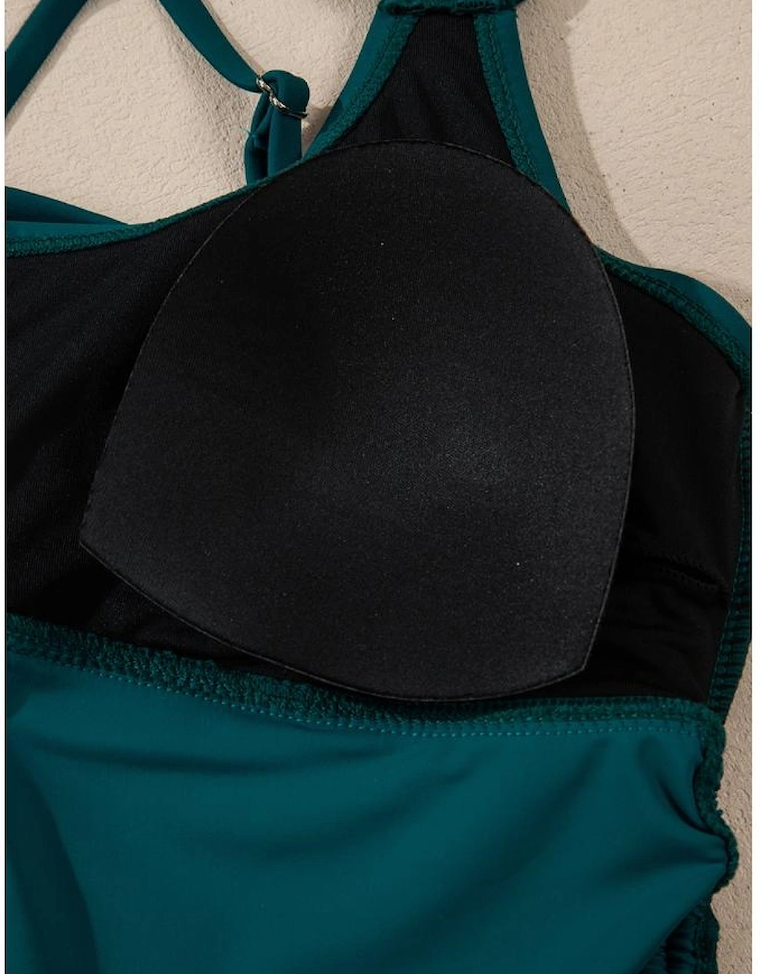 Sea Green Drawstring Tummy Control Mix-and-match 2pcs Tankini Swimsuit