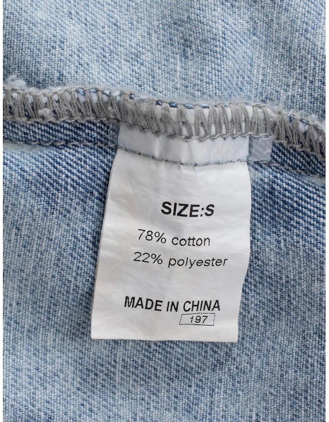 Sky Blue Lapel Distressed Raw Hem Buttons Denim Jacket