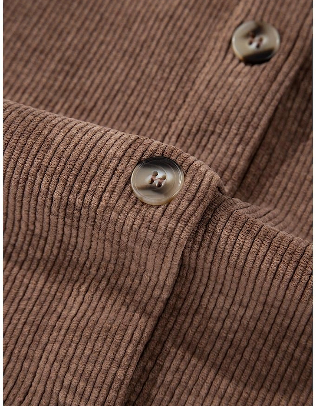 Chestnut Corduroy Flap Pocket Button Up Shacket