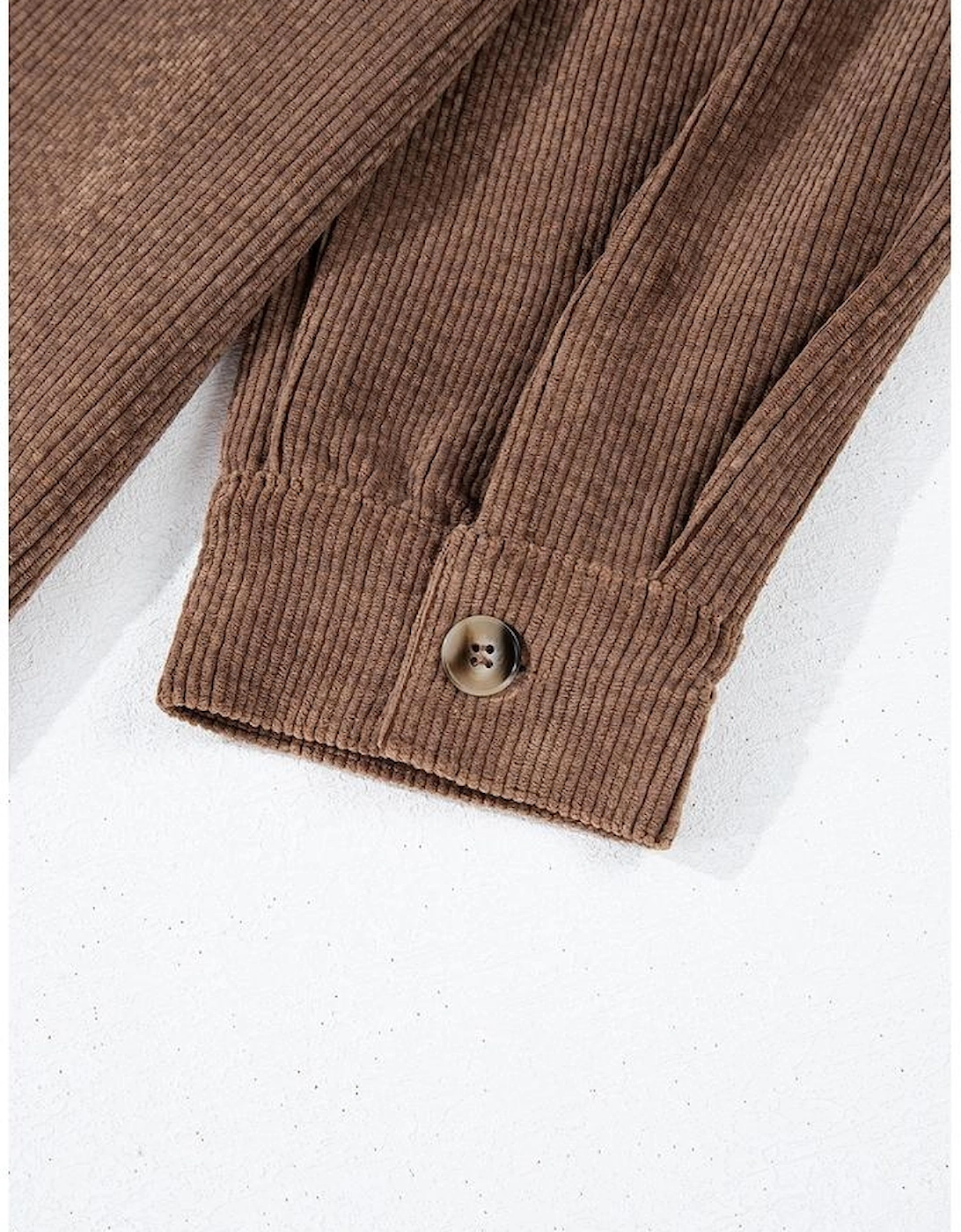 Chestnut Corduroy Flap Pocket Button Up Shacket